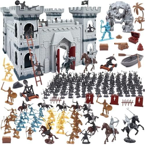 QuirkyGlee Medieval Castle Knight Playset Toy, Castle Knight Soldier Army Men Toys