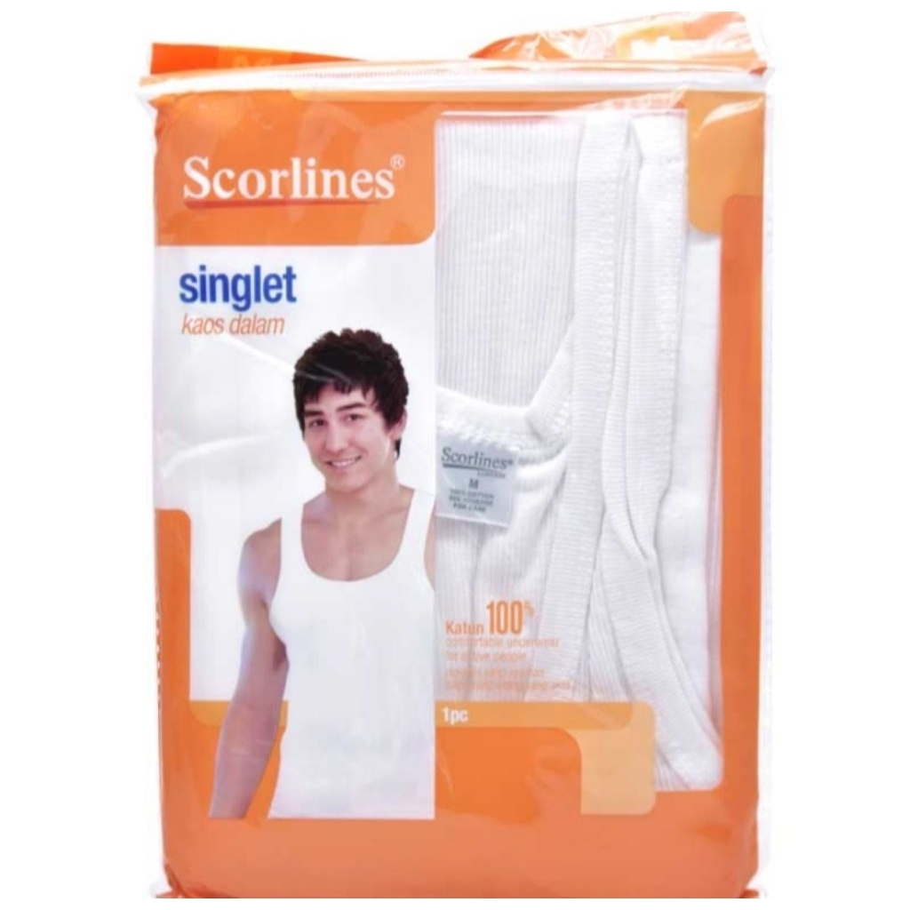 Scorlines Singlet Kaos Dalam Putih M
