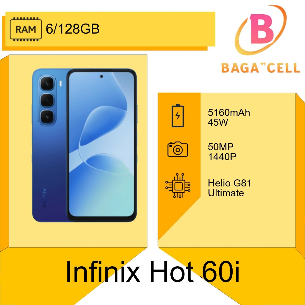 INFINIX HOT 60I RAM 6/128GB, 8/256GB - GARANSI RESMI - FREE AKSESORIS - HANDPHONE - SMARTPHONE