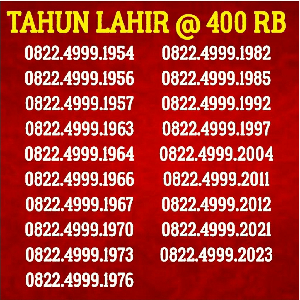 Nomor Cantik Simpati Tahun Lahir 0822 4999 19xx