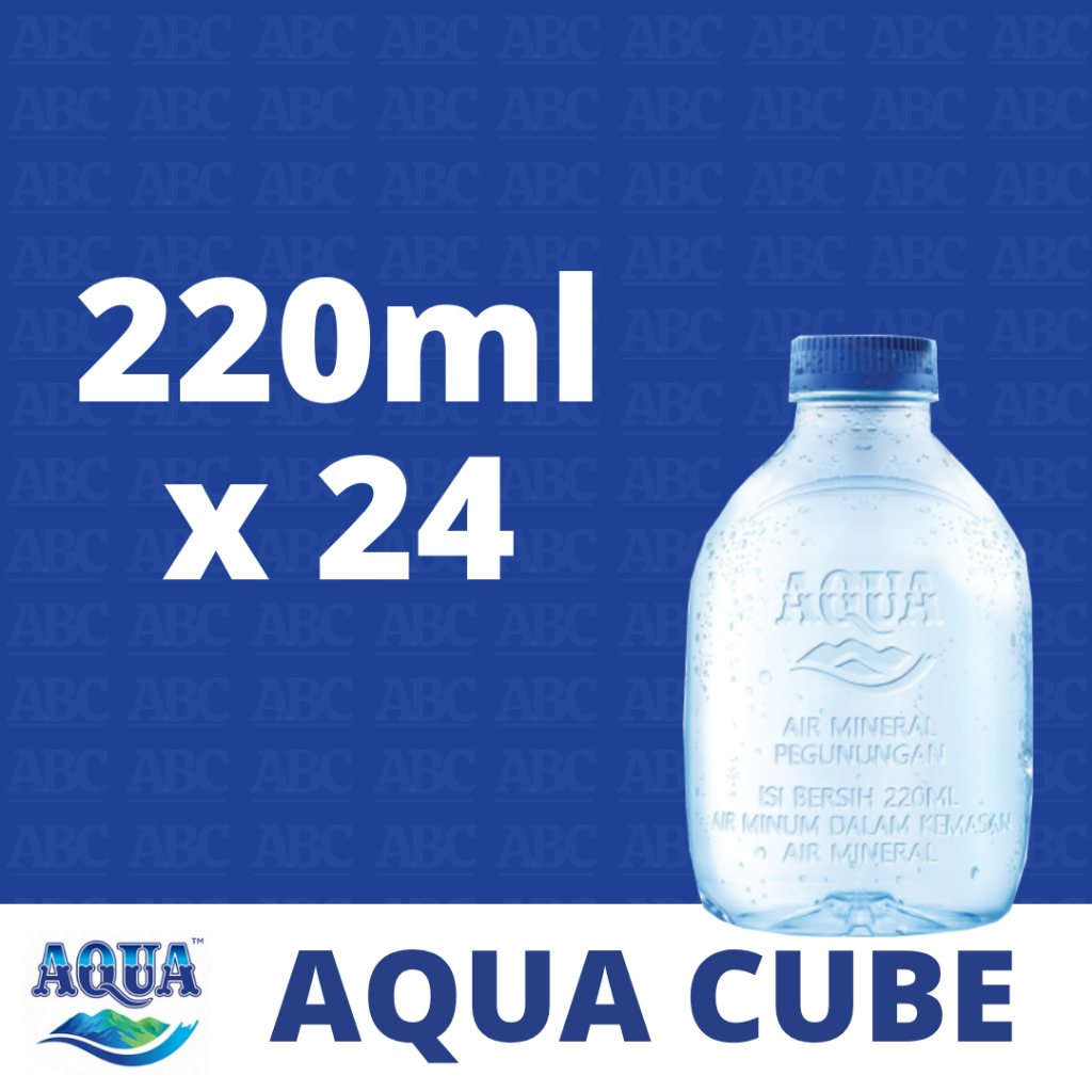 Aqua | 220 ml x 24 | AQUA CUBE | Botol Kecil | Air Minum | Air Mineral