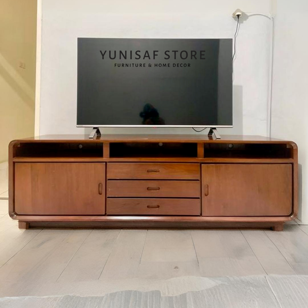 Meja TV Minimalis Modern Kayu Jati Minimalis