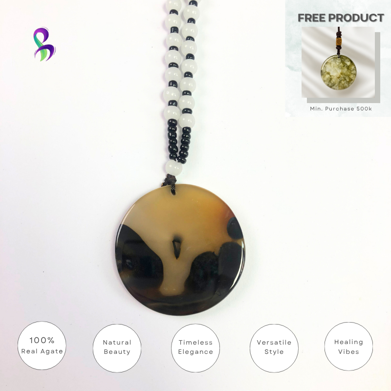 K14 Kalung Chalcedony Agate // Kalung White Agate // Kalung Agate Putih