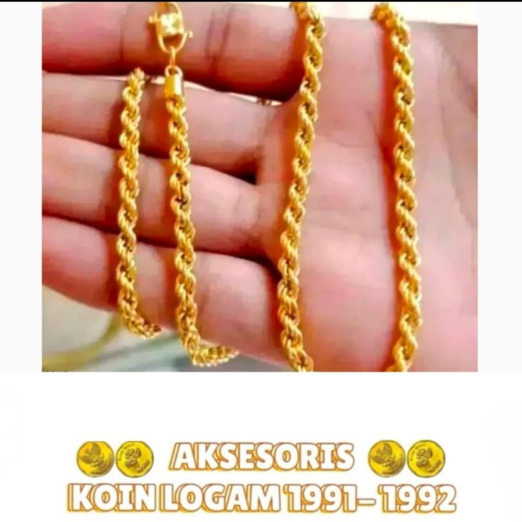 Kalung Tambang Gold 24K terbuat Dari Koin Asli Lapis Emas