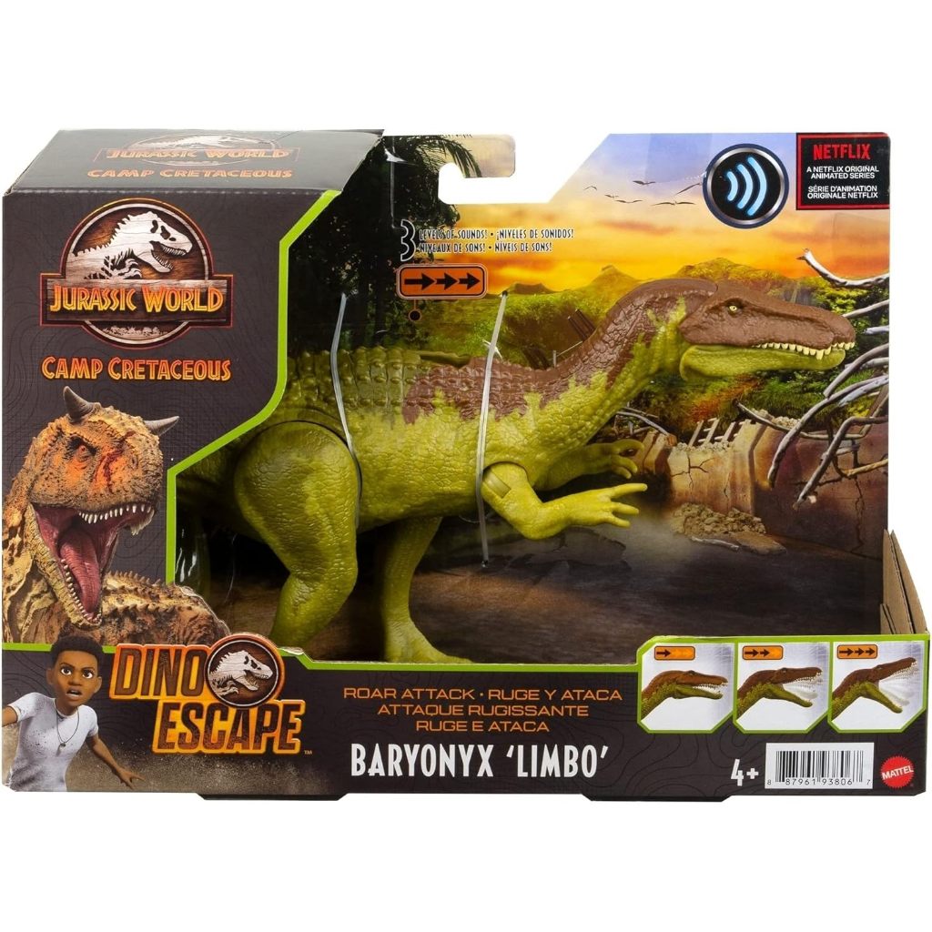 PRODUK TERBATAS MATTEL JURASSIC WORLD CAMP CRETACEOUS ROAR ATTACK DINOSAUR ACTION FIGURE, BARYONYX
