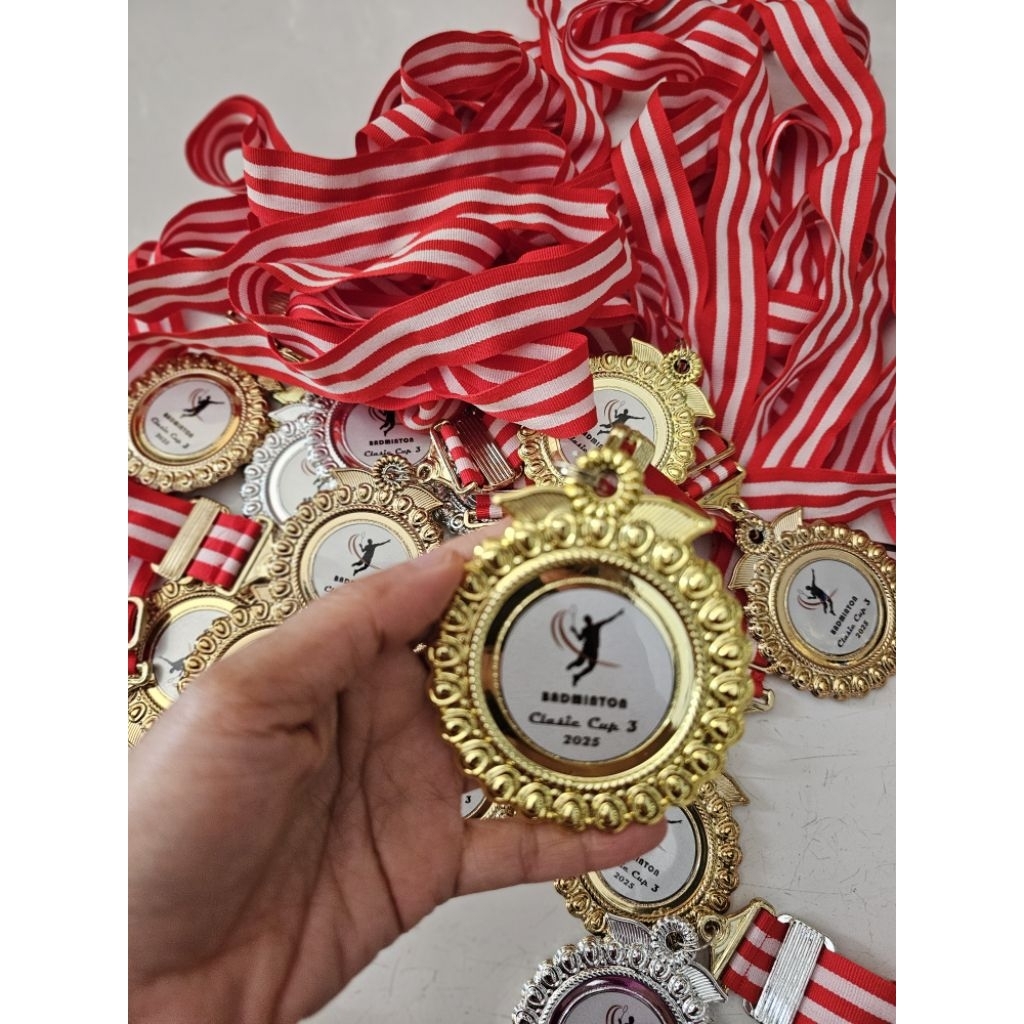 MEDALI MURAH/ MEDALI PLASTIK FREE STIKER HOLOGRAM 1 SET EMAS, PERAK, PERUNGGU