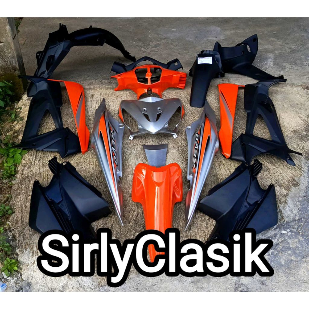 Cover Body Fullset Halus Kasar Honda Revo Lama Old Lama Warna Silver Orange Lis Stiker 2007