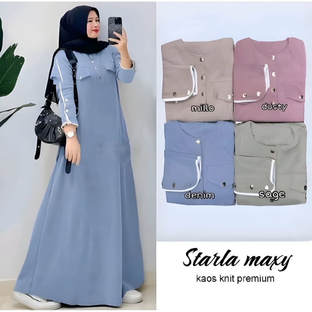 GAMIS STARLA MAXY DREES WANITA BAHAN KAOS KNIT PREMIUM//GAMIS CASUAL WANITA BUSUI FRIENDLY