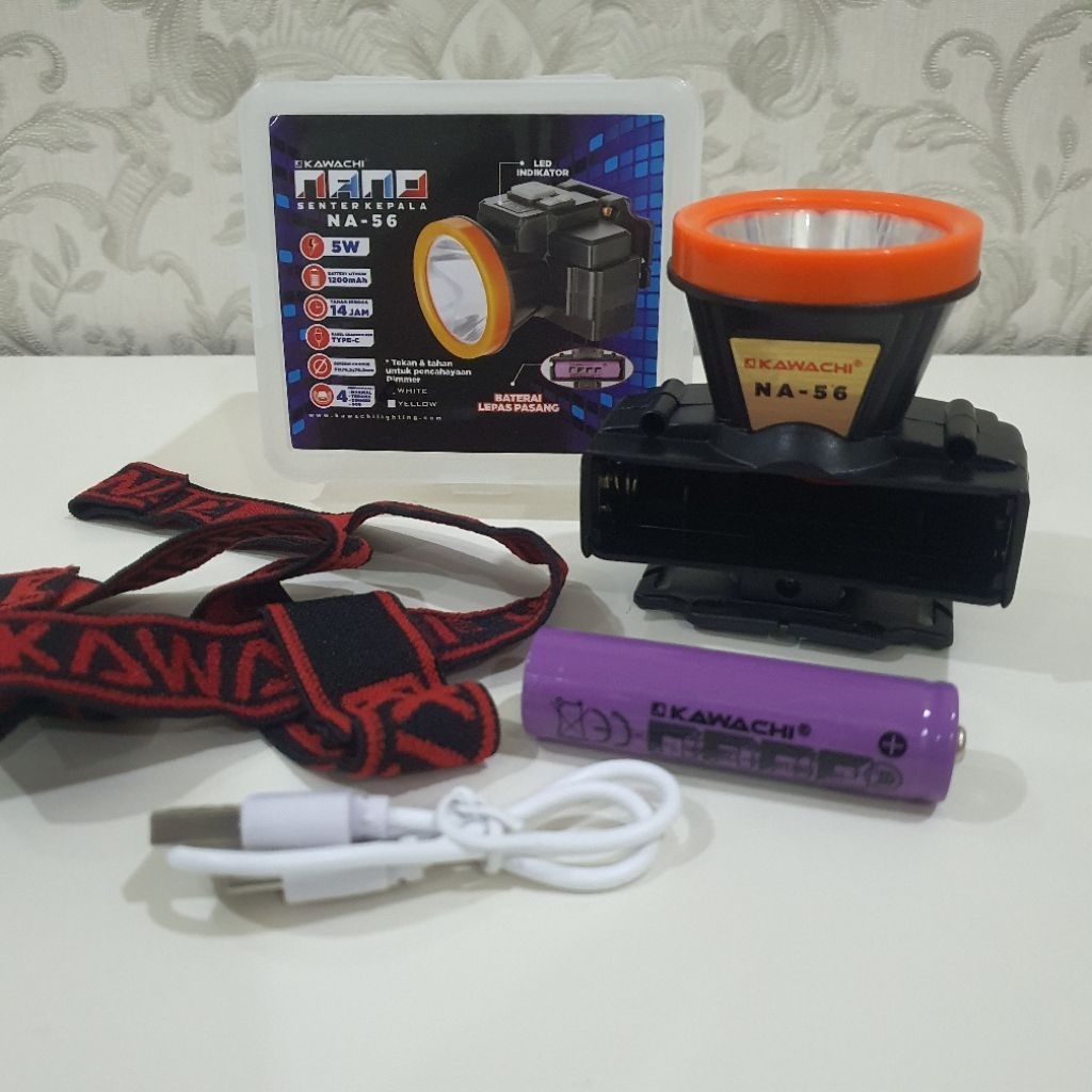 Senter Kepala Baterai Lepas 5W / 5Watt Kawachi Nano NA 56 / Ada Led Indikator Baterai / Led Super Te