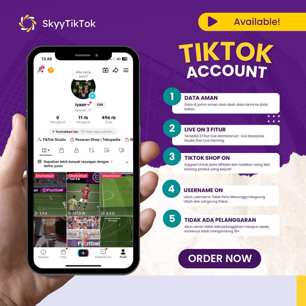 Akun tiktok fyp followers murni 1k-100K followers siap digunakan