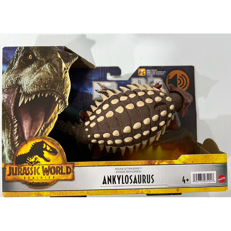 Jurassic World Dominion Roar Strikers Ankylosaurus Dinosaur Action Figure with Roaring Sound and Att