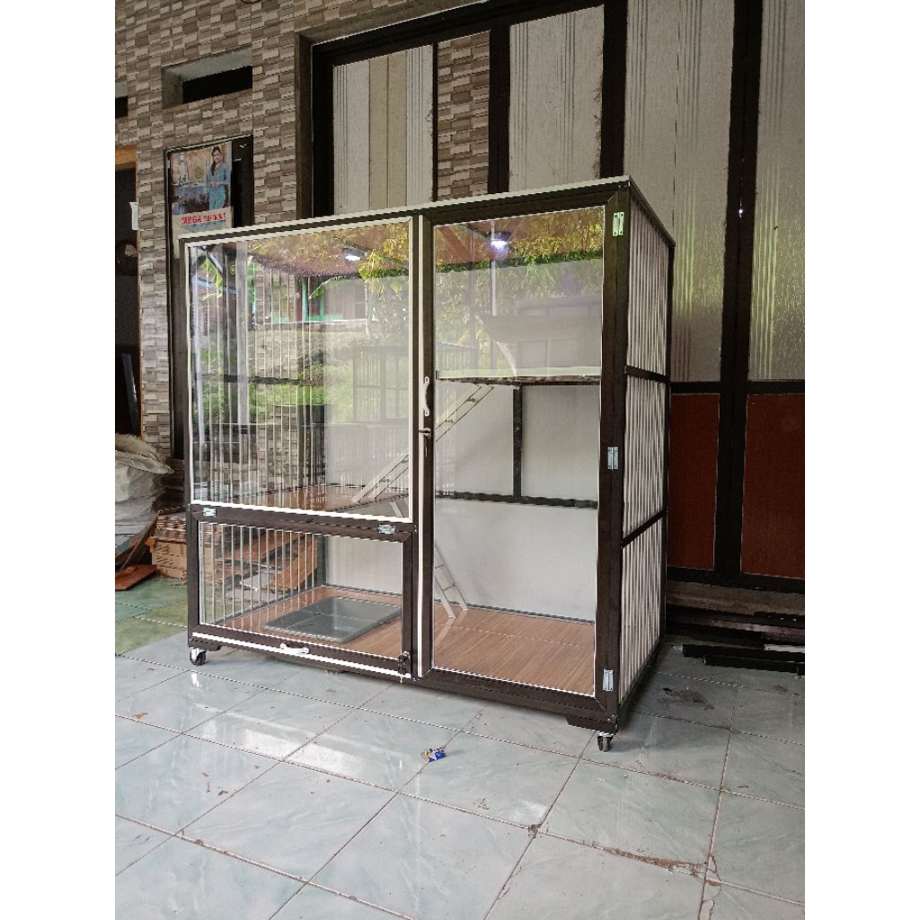 kandang kucing alumunium super jumbo ukuran P120 L60 T120