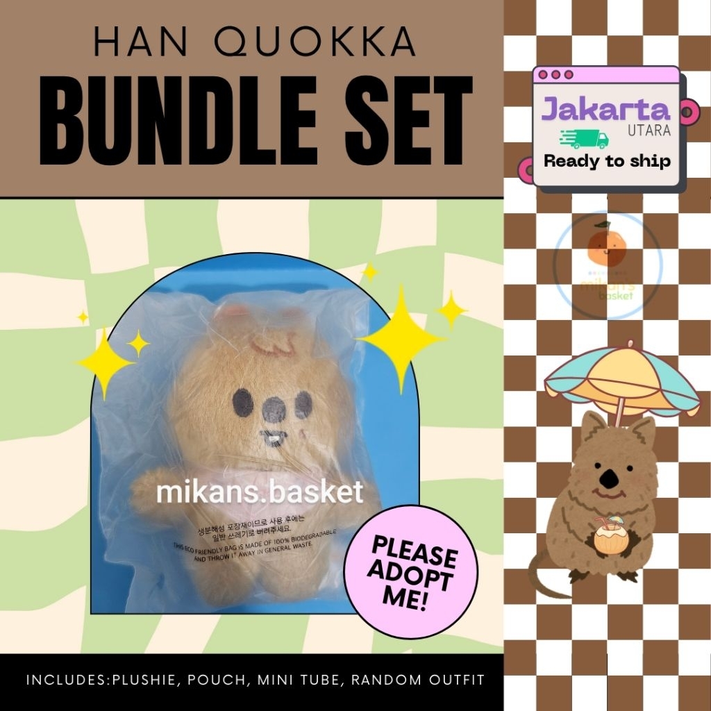 [Siap Kirim/Ready to ship] Official Skzoo 10 cm Plush Han Quokka Set + mini tube (no pc) + Skz album