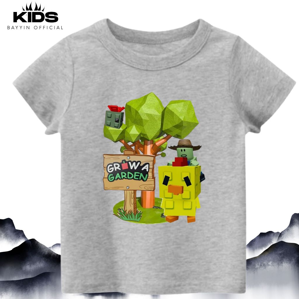 Kids Bayin Official roblox grow  T-Shirt Anak//Kaos Anak bahan combed 30s premium gambar roblox grow