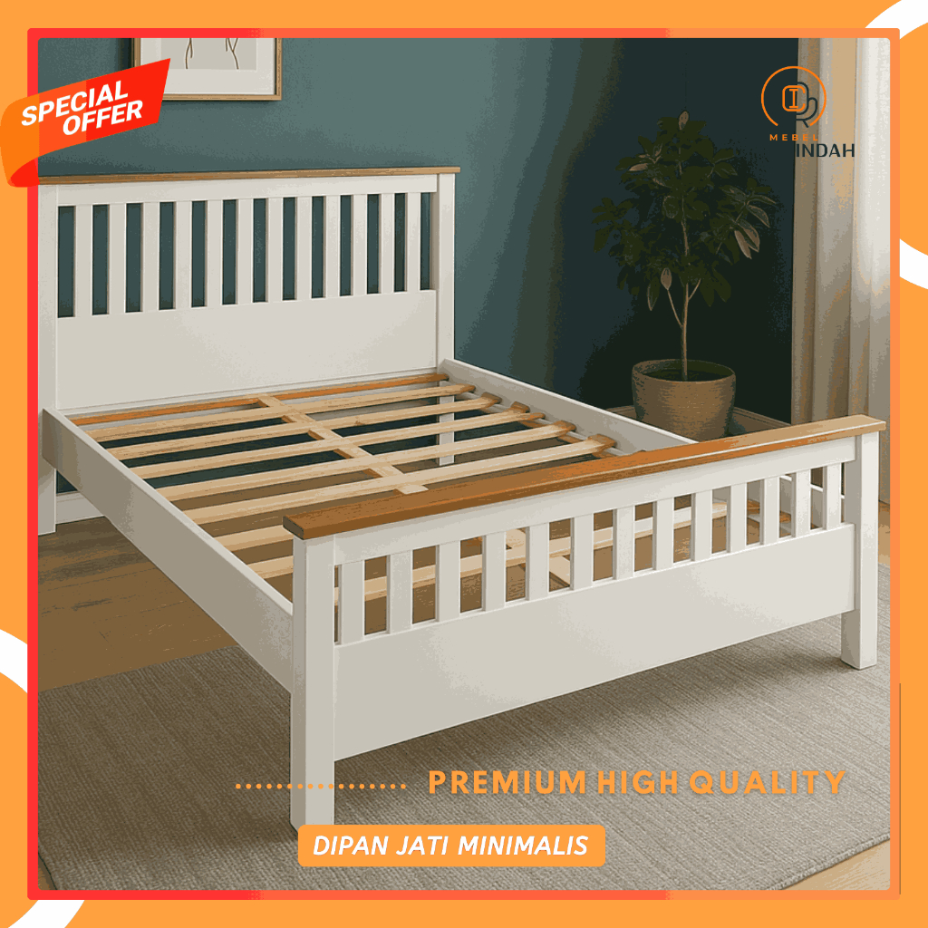 Dipan Jati Mordern Minimalis Ukuran 140x200 Divan Putih Tempat Tidur Standar Rangka Awet dan Kokoh