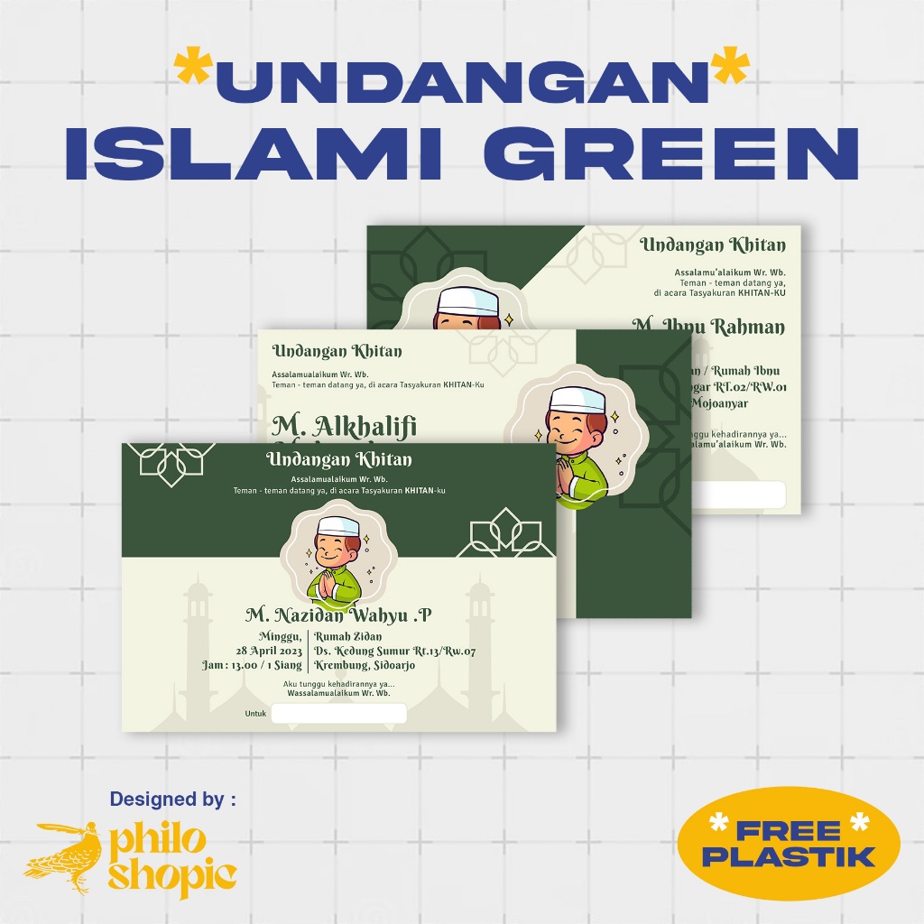 UNDANGAN KHITAN ISLAMI GREEN / UNDANGAN ISLAMIC UNTUK ANAK