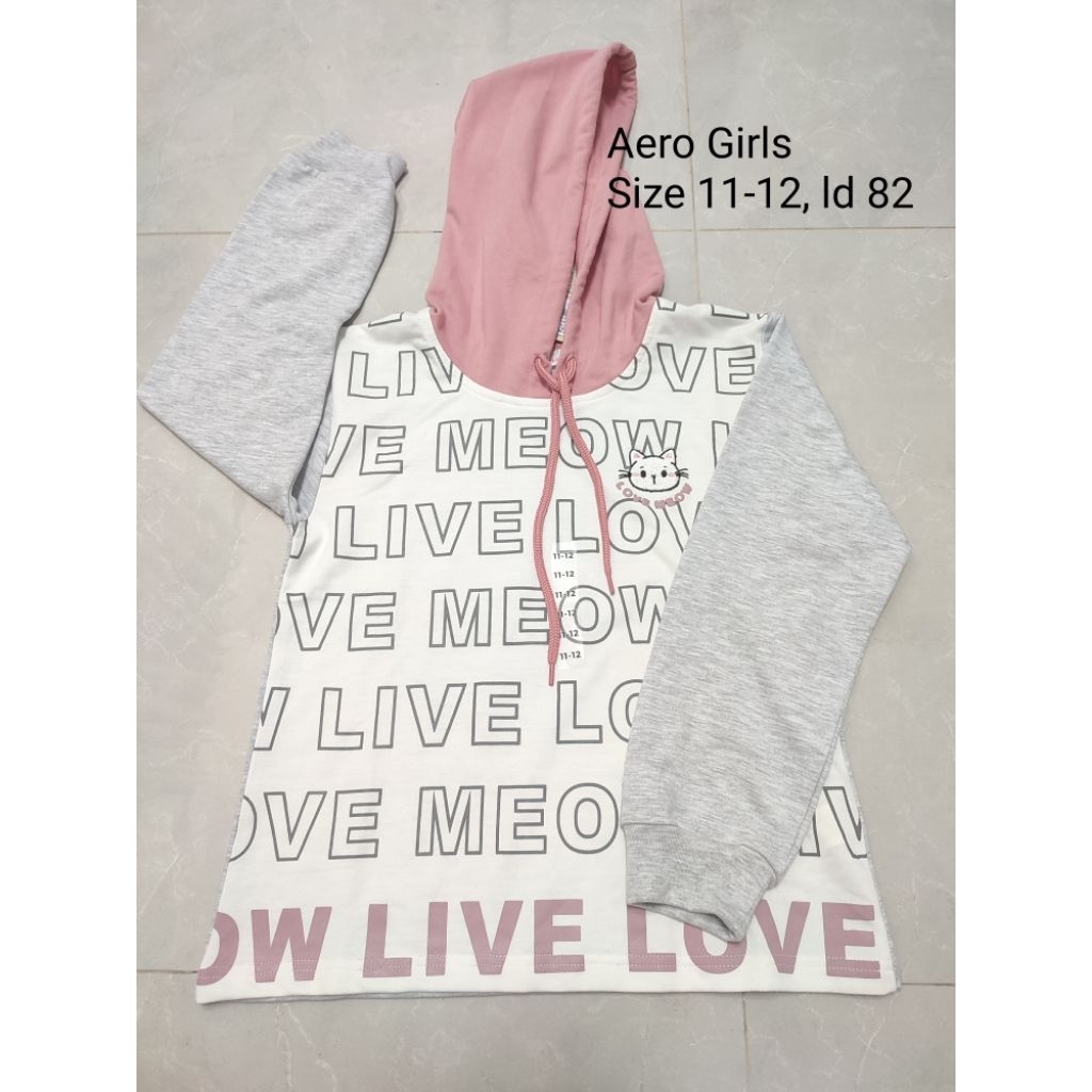 Sweater Hoodie Nak Perempuan brand Aero Girls Size 11-12 ld 82
