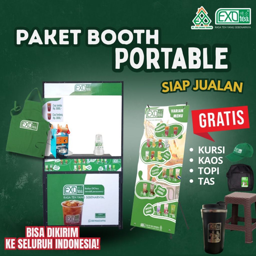 Paket Portable Kemitraan Exotea Usaha Minuman Teh Kekinian Lengkap