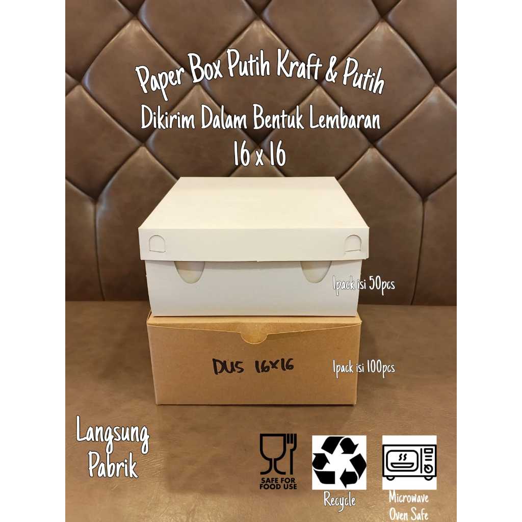 BOX NASI  16x16 Kraft & Putih/  KARDUS NASI BOX KEKINIAN / DUS BOX CATERING / DUS BOX ACARA 16 x 16