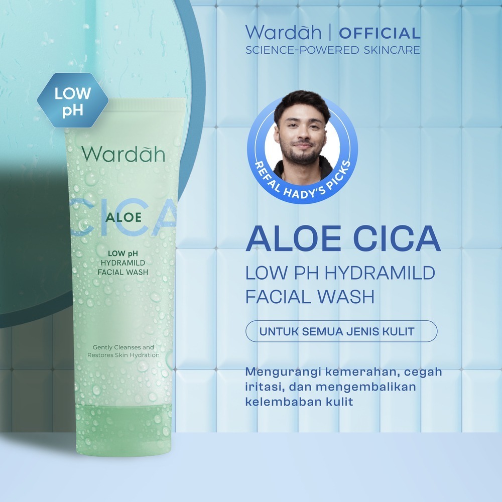 Wardah Cica Aloe Low pH Hydramild Facial Wash Nature Daily Sabun Cuci Muka Membersihkan secara Lembu
