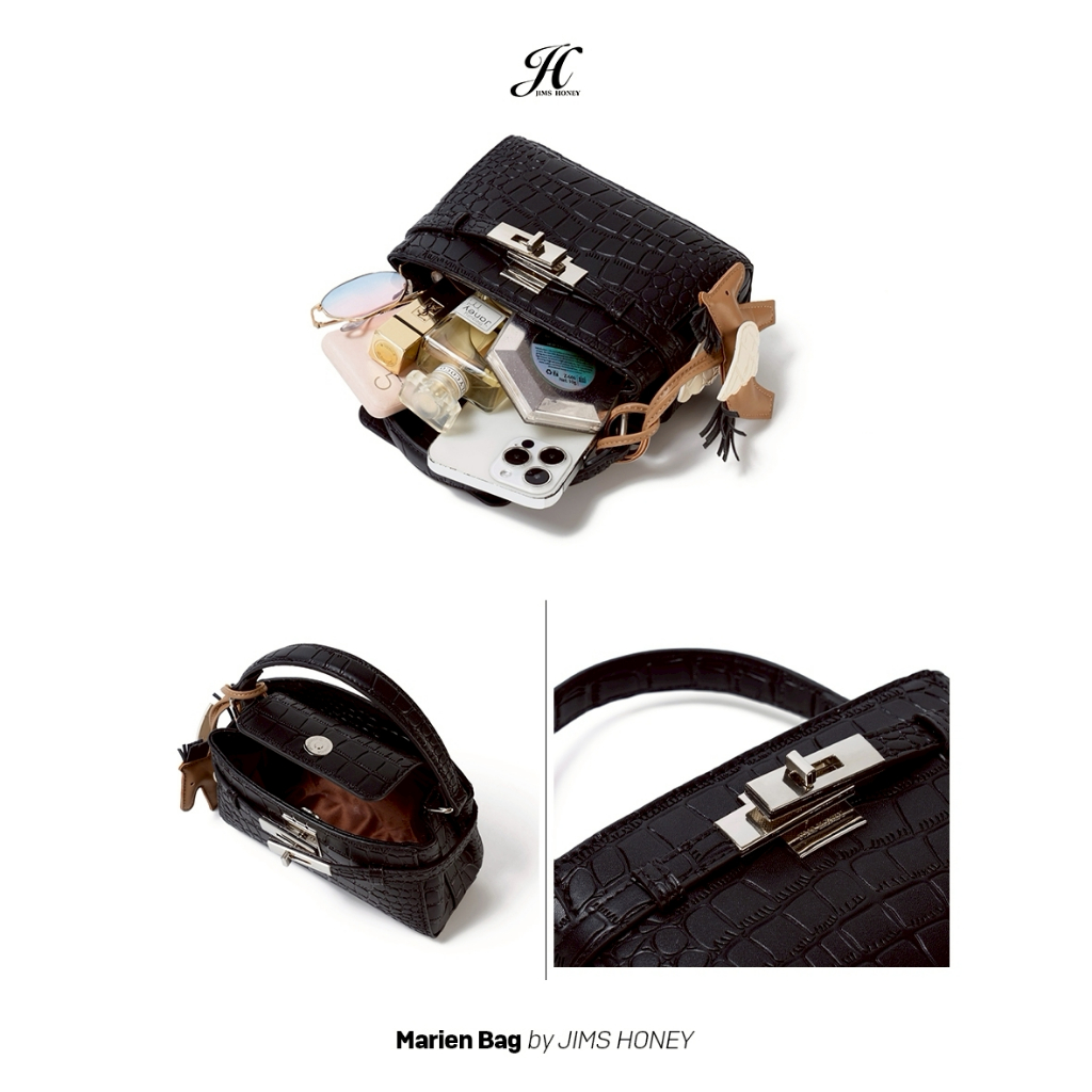 JIMS HONEY MARIEN BAG Tas Selempang Hand Bag Wanita Slingbag Cewek Jimshoney Trendy Elegan Kulit Sintetis Grade A Croco Texture Dengan Charm Kuda Lucu - Teddy