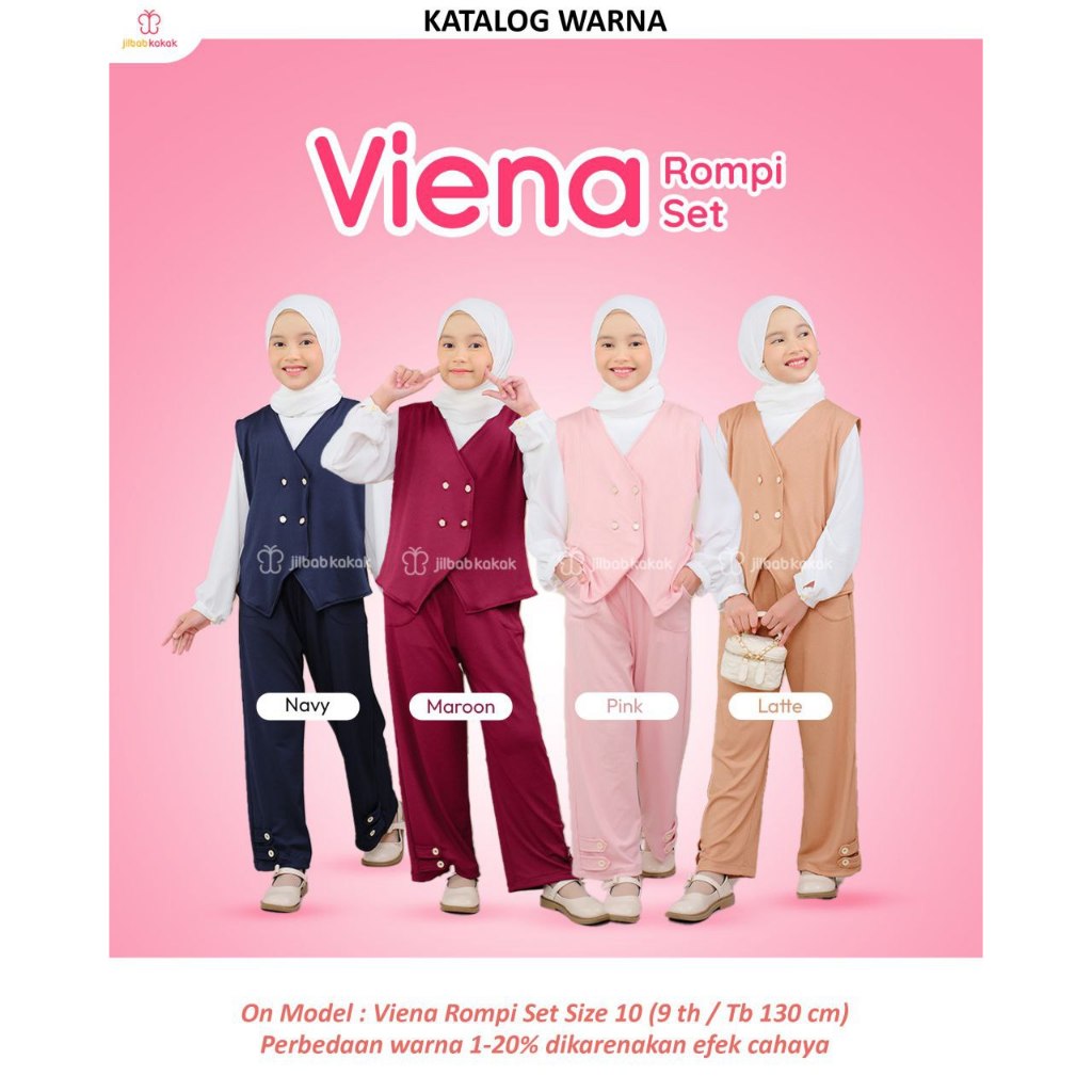 Babyjab Viena Rompi Set Setelan Anak Perempuan Rompi Celana Blouse