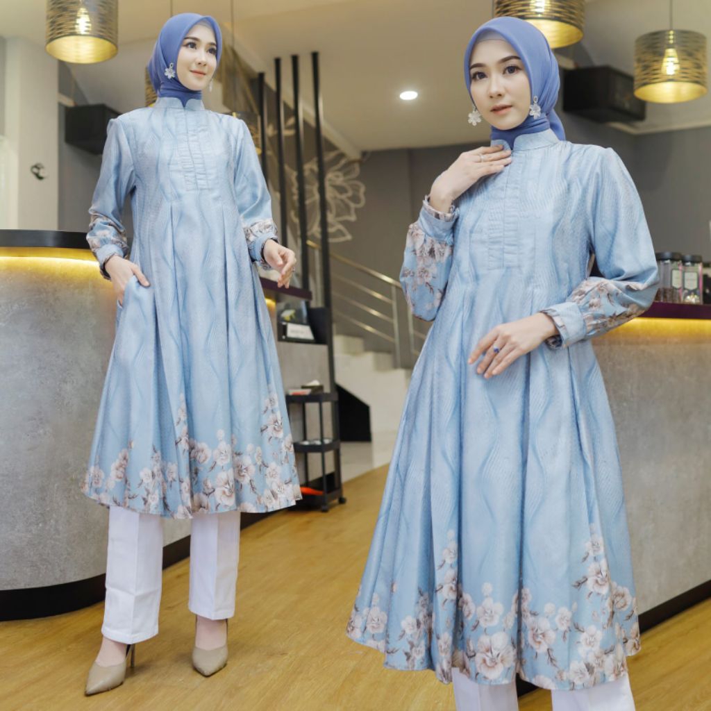 Tunik Wanita Doby Print Long Tunik Seragaman Terbaru