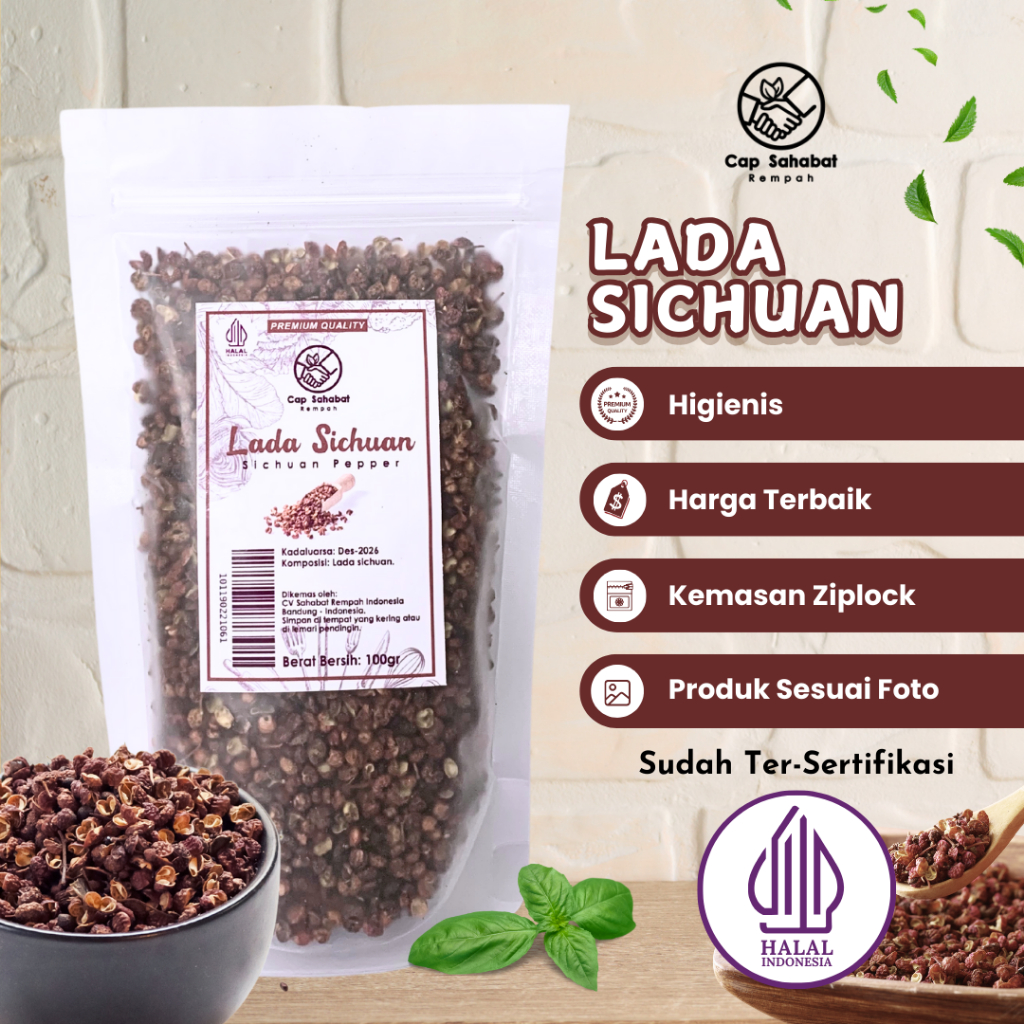 Premium 100gr Lada Sichuan / Biji Sichuan Utuh / Whole Sichuan Pepper / Rempah / JSR 100% PREMIUM