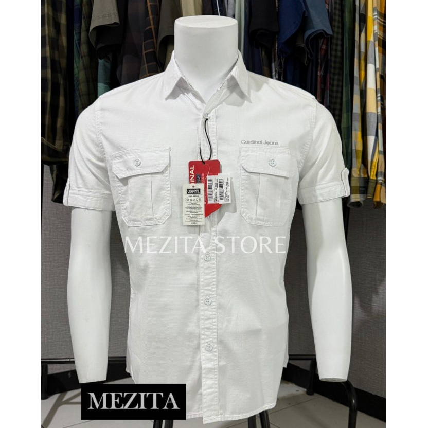 Kemeja Safari Slimfit Pria Cardinal J1719 Putih