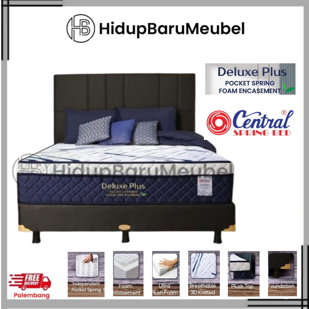 Springbed Deluxe Plus New Edition  By Central / Spring Bed Pocket Foam Encasement / kasur tempat tid