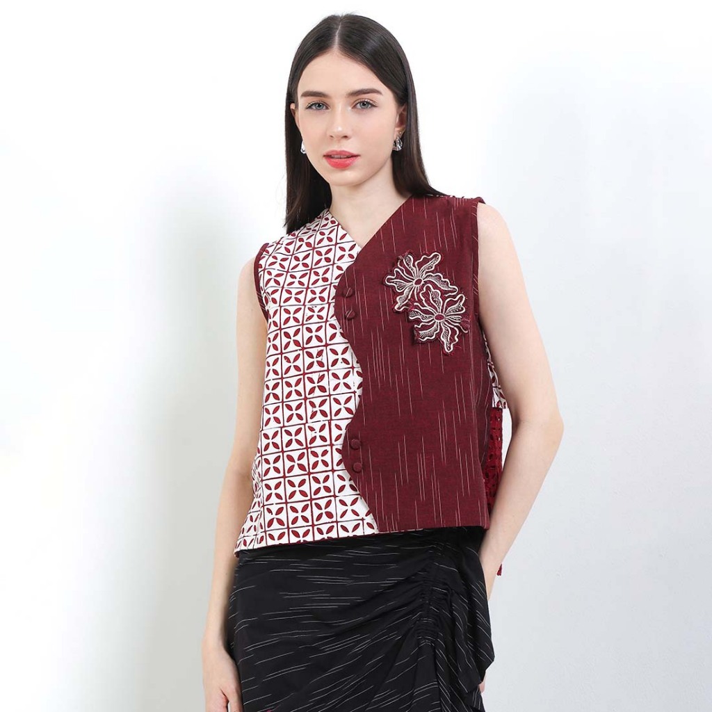 Rianty Batik Premium Wanita Atasan Outer Cardigan Lurik Garutan Exclusive Janitra Series Lining Furi