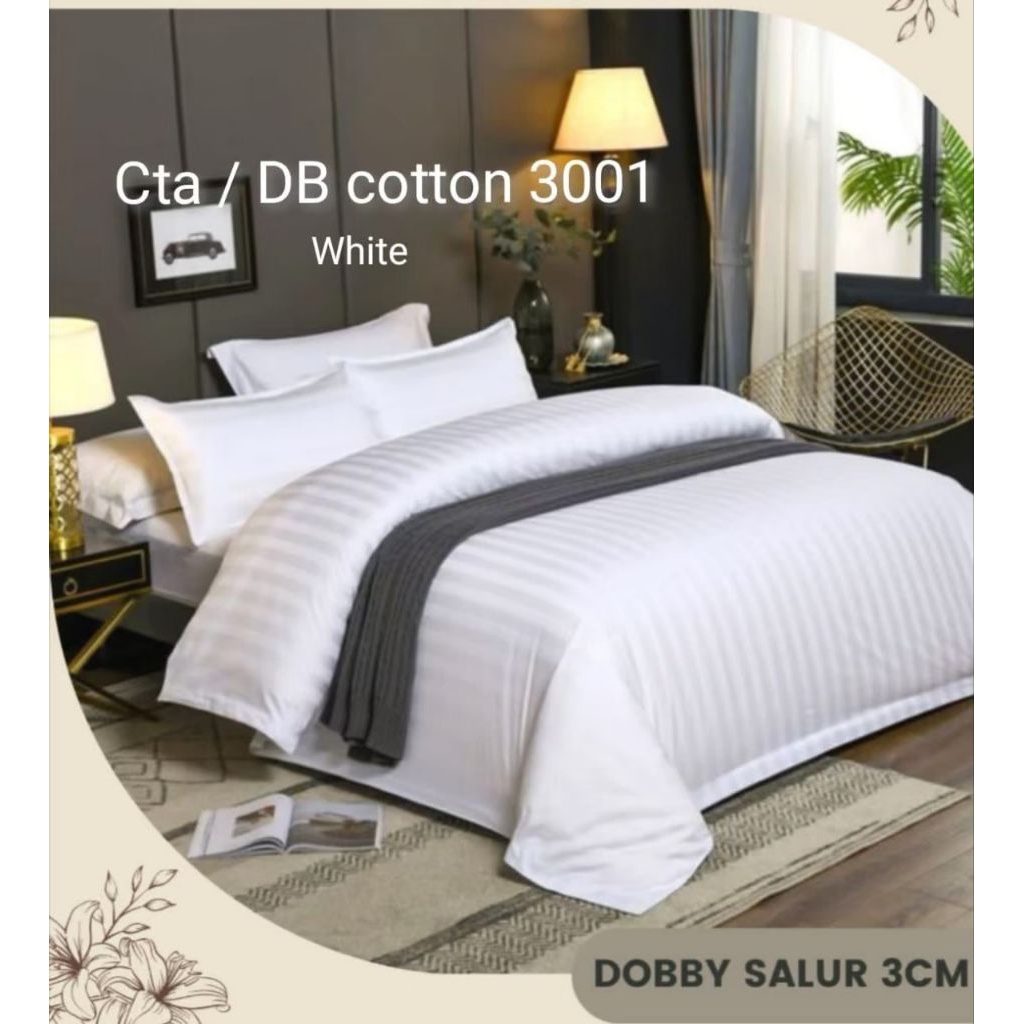 Sprei Hotel | Dobby Impor 100% TC 300 Katun Impor Original | Uk King Size 180x200 | 160x200 | 200x20