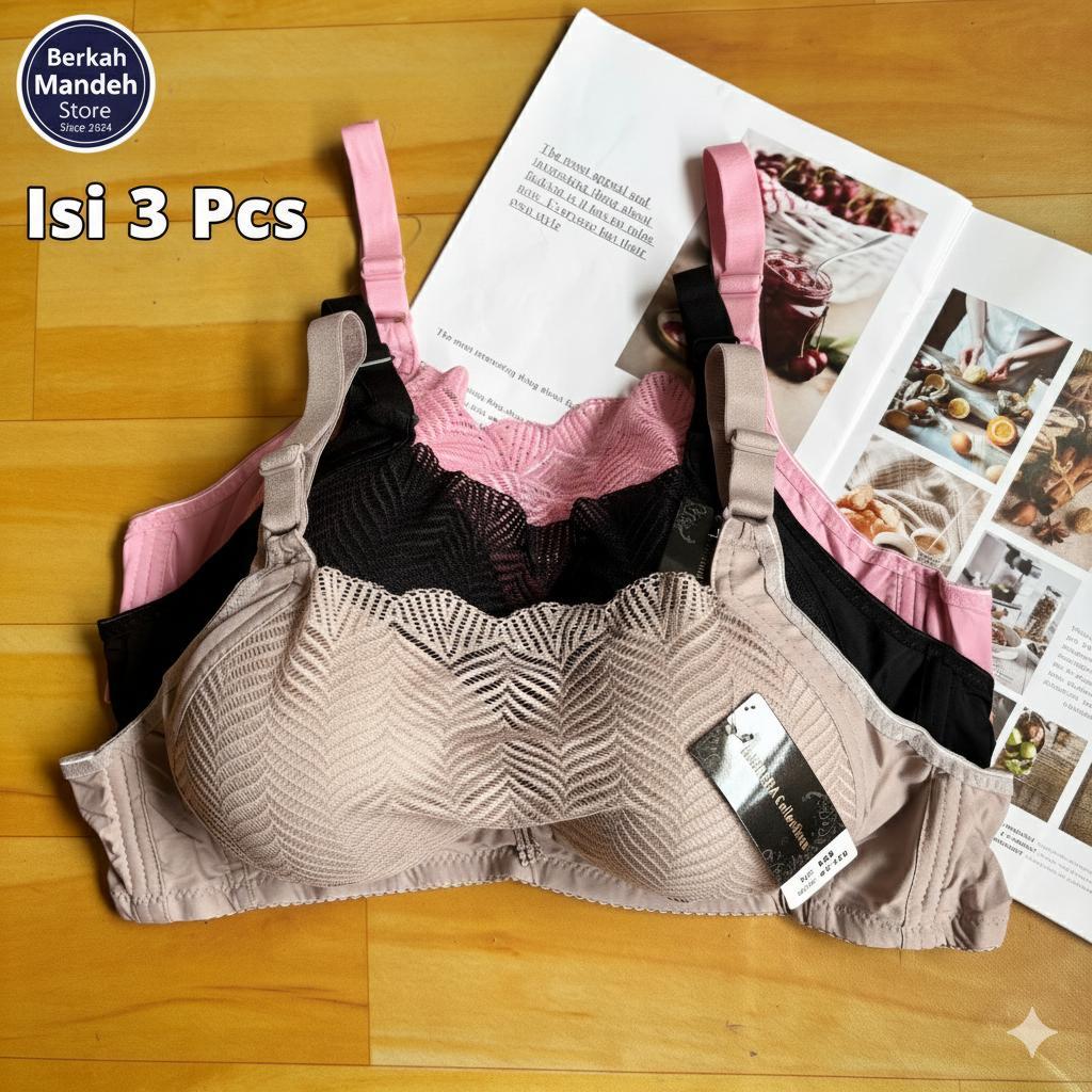 3 PCS BH KEMBEN TANPA KAWAT FULL COVEGE UKURAN 38 - 44