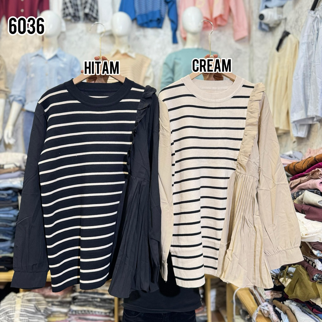 atasan kombinasi plisket 6036 import premium