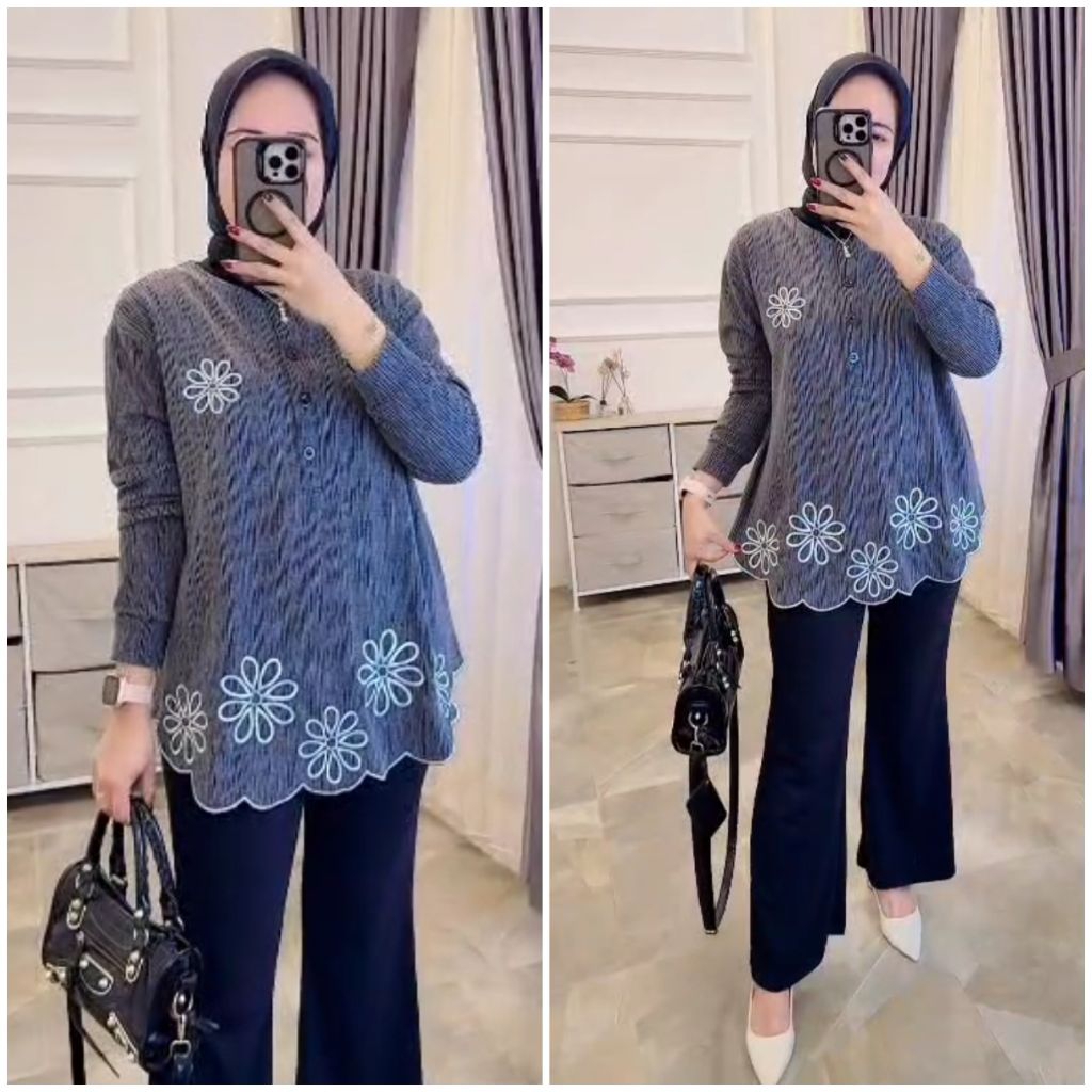 setcel tunik bordir kaos knit rajut import busui terbaru