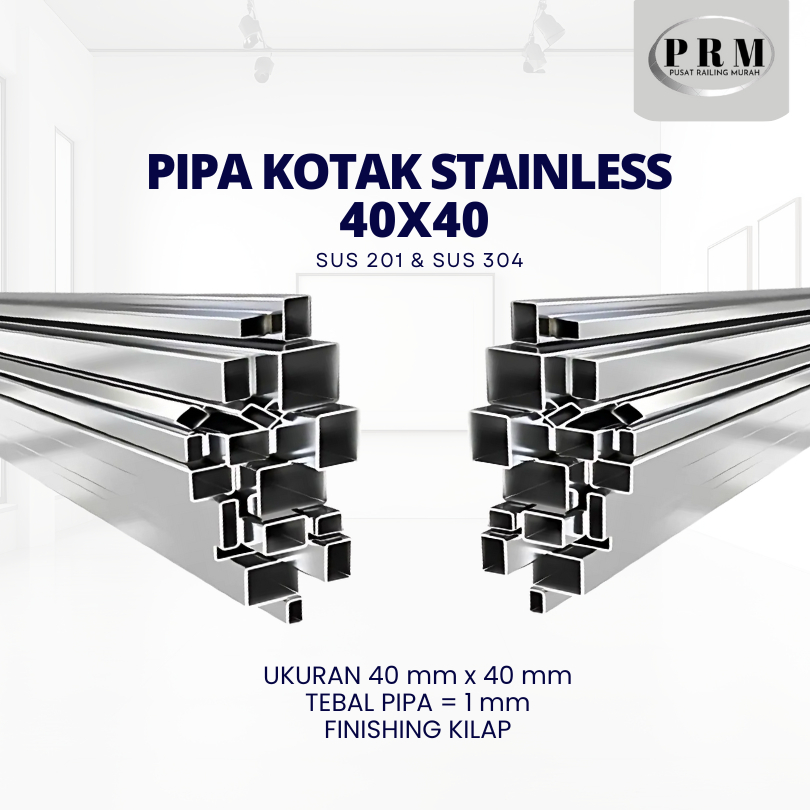 PIPA KOTAK STAINLESS 40 X 40 SUS 201 304 HOLLOW STAINLESS KILAP