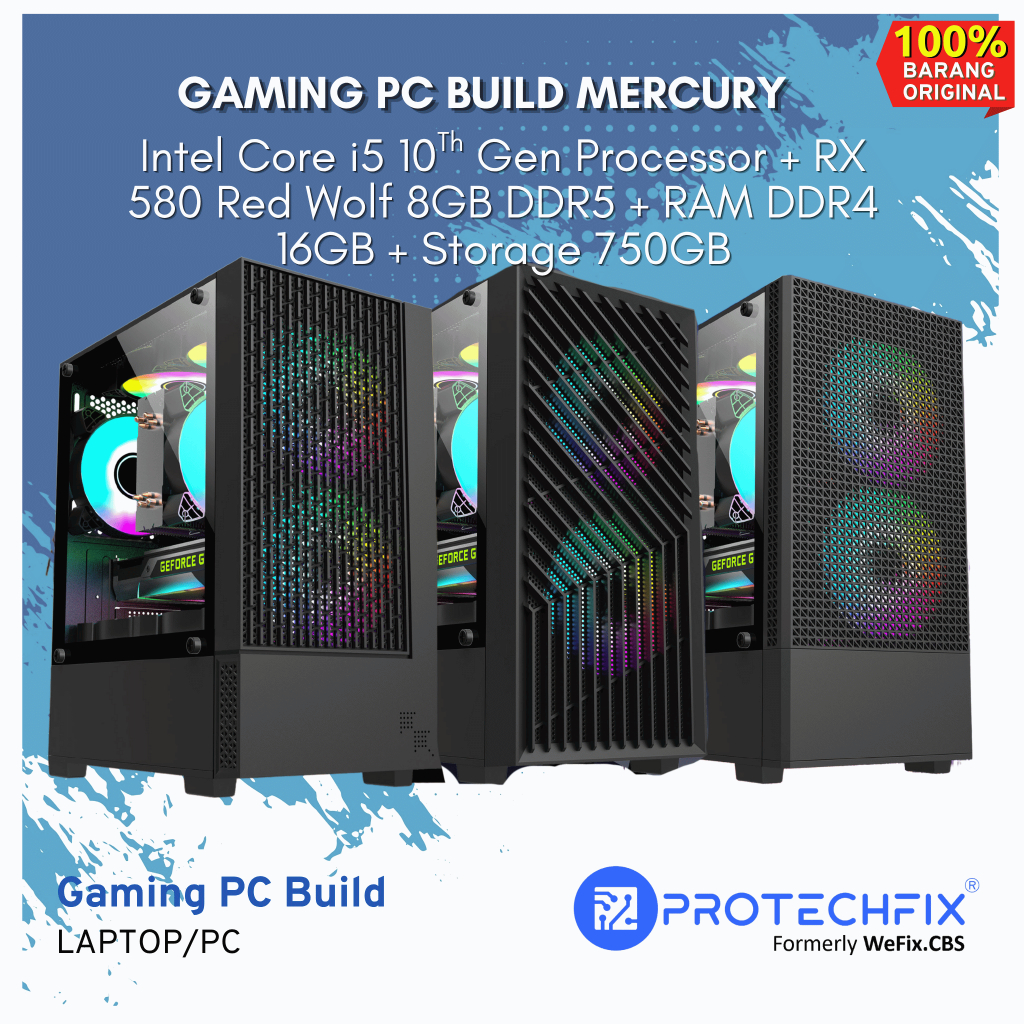 GAMING PC BUILD MERCURY Komputer Rakitan Gaming Rakit pc Intel Core i5 10Th Gen Processor + RX 580 8
