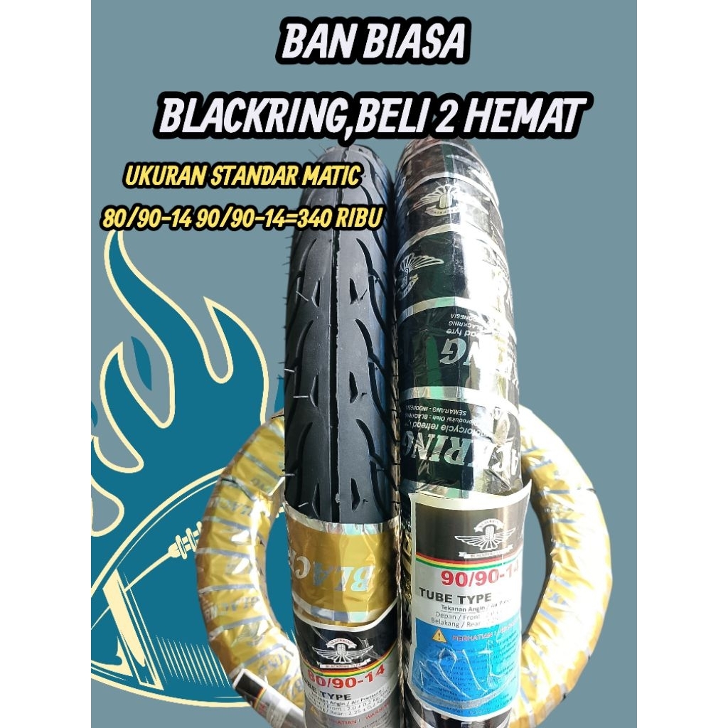 BAN LUAR BLACKRING 1 PAKET HEMAT 80/90-14 90/90-14 BUKAN TUBLES METIC