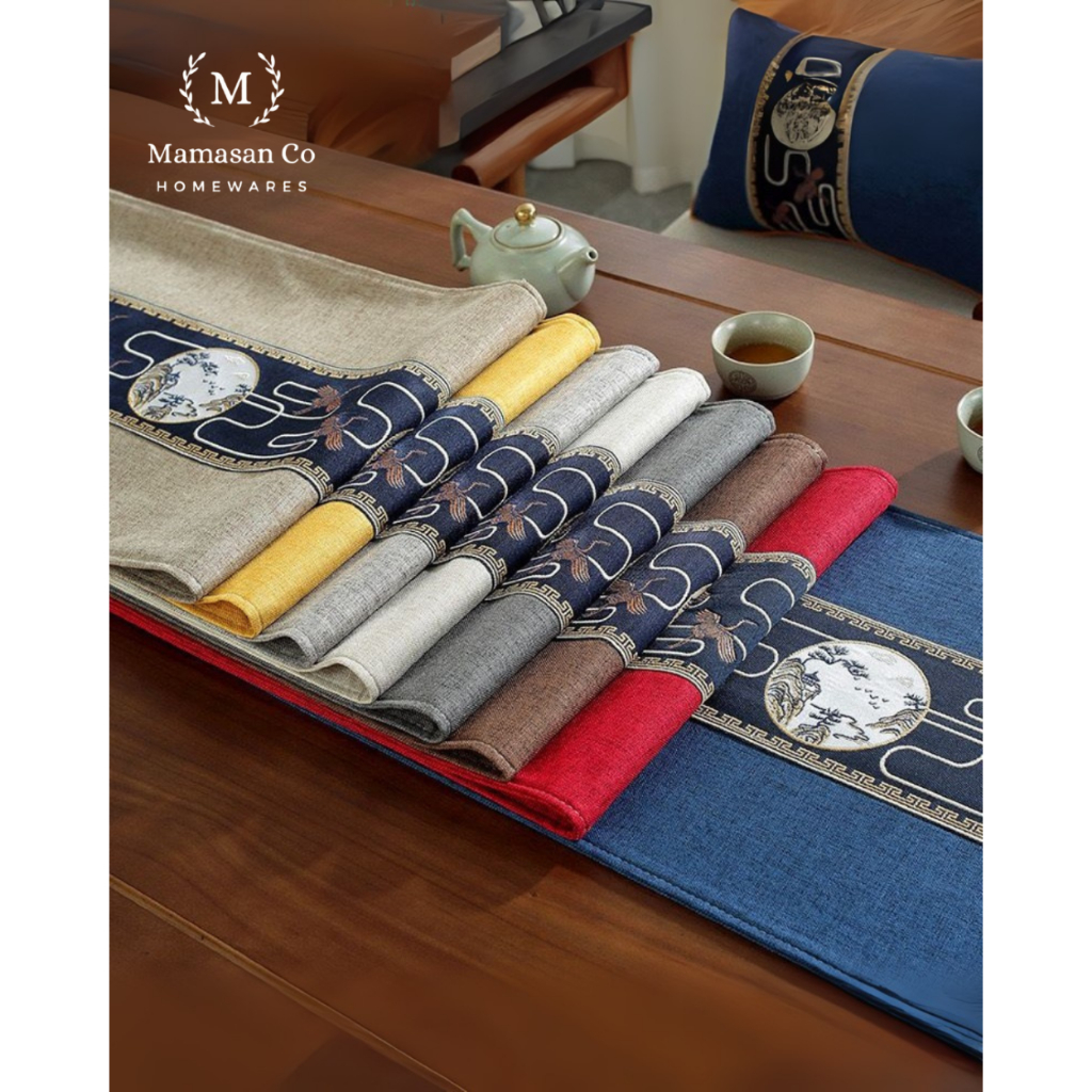 Chinese Oriental Table Runner | Taplak Meja Kain Dekorasi Pajangan Ruang Tamu Mamasan Co Homewares
