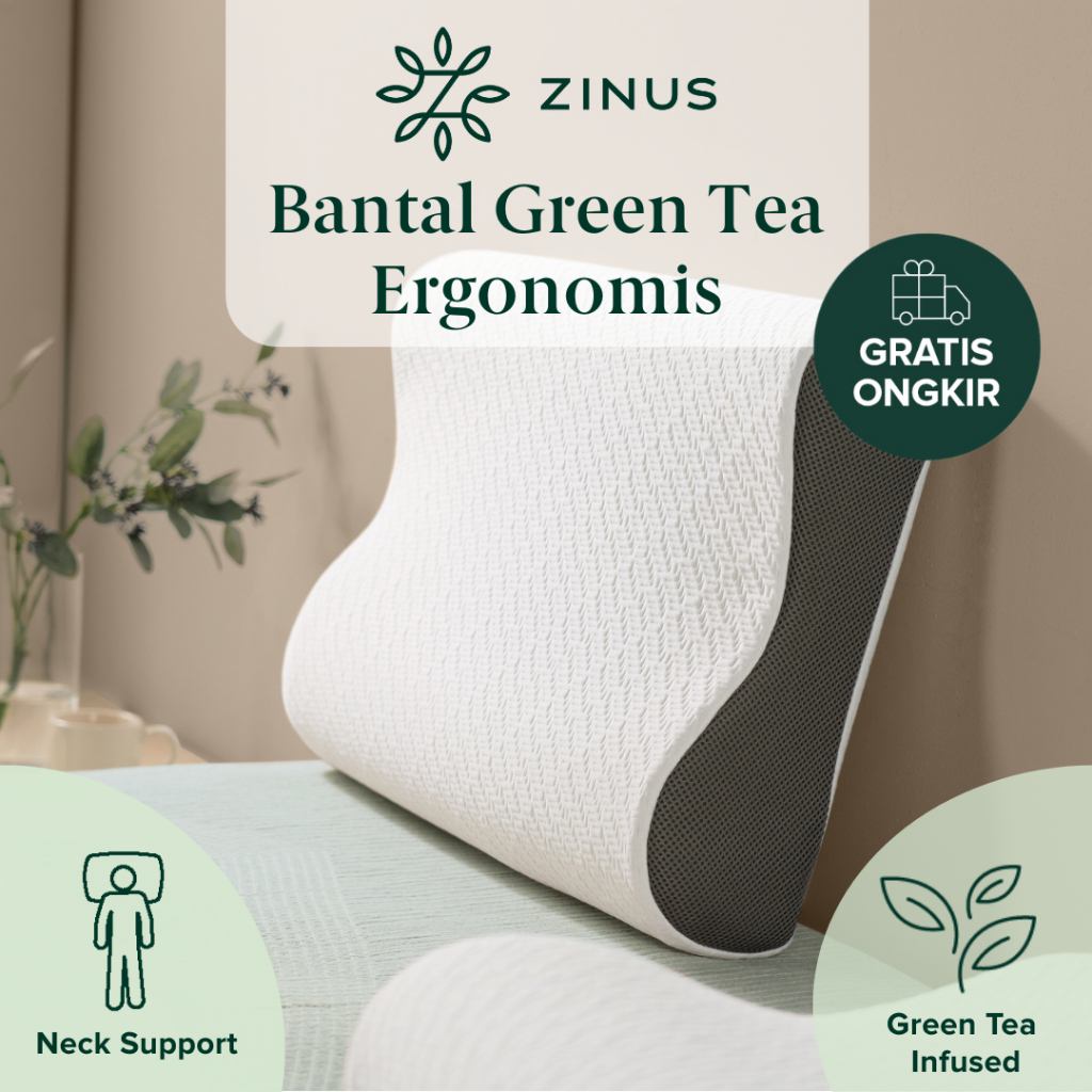 Bantal Zinus Green Tea Memory Foam Ergonomis