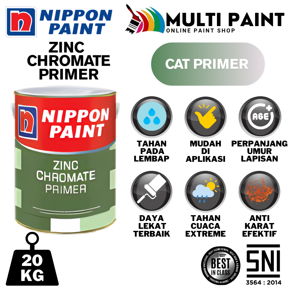 NIPPON PAINT ZINC CHROMATE PRIMER 20KG CAT BESI ANTI KARAT NIPPON PAINT CAT MENI BESI 20KG