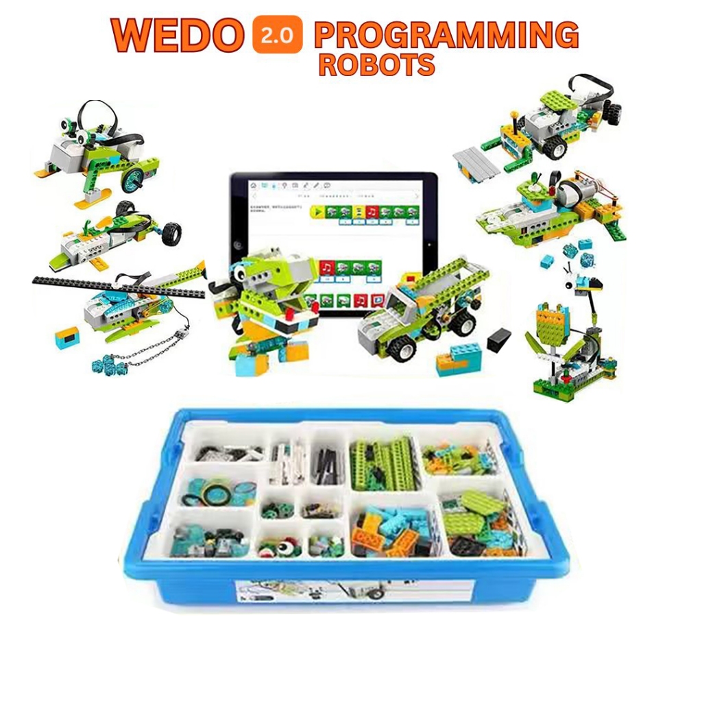 WeDo Coding Robot Brick Block Mainan Edukasi Anak PC Tablet Kompatibel STEM Programming Build Code T