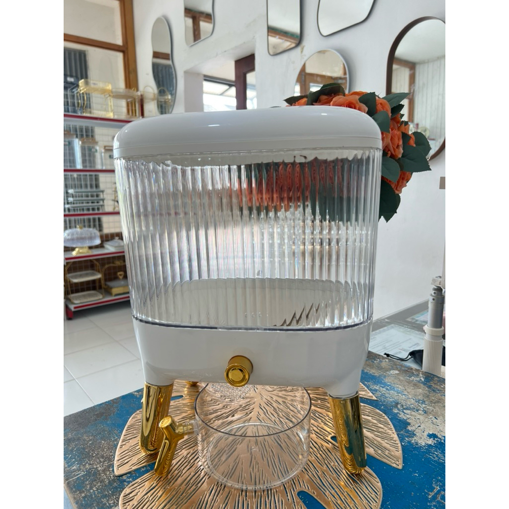 sagastore Dispenser Beras Sultan 10kg Dengan Takaran 1 Liter Kontainer Beras Mewah Kotak Beras