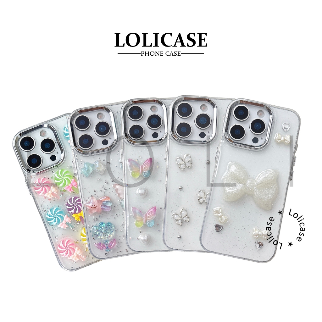 LOLI - Lux 3d Silver 5 Motif Softcase Silikon Casing Hp Case For Iphone Xr 11 12 13 14 15 16 Pro Plu