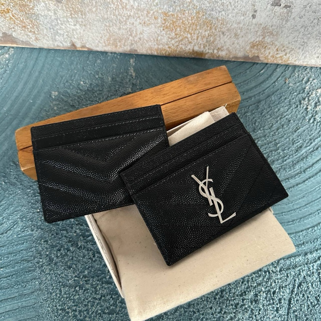YSL SAINT LAURENT MONOGRAM CARD HOLDER BLACK SHW