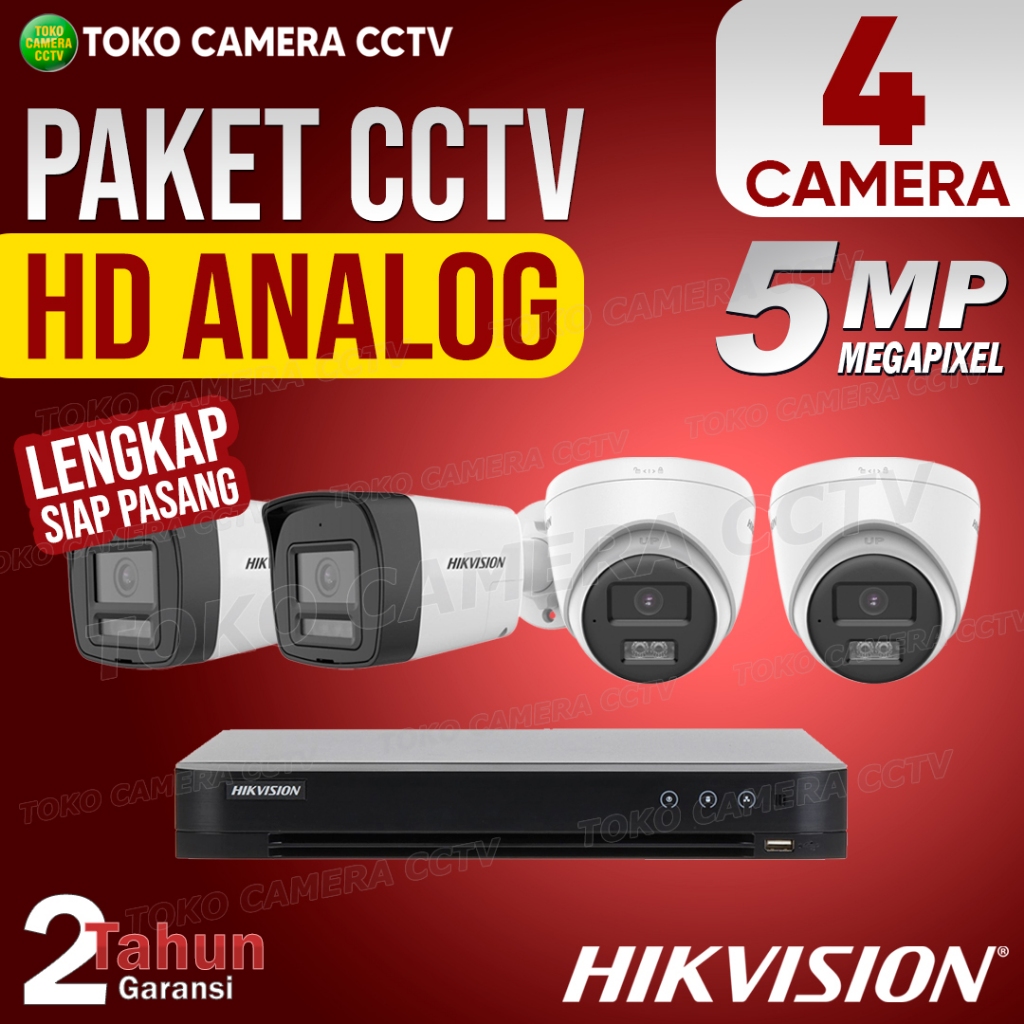 PAKET CCTV ANALOG HIKVISION 5MP 4 CHANNEL 4 KAMERA