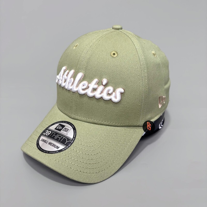 TOPI NEW ERA ORIGINAL 3930 ATHLETICS BUBBLE SCRIPT GREEN WHITE
