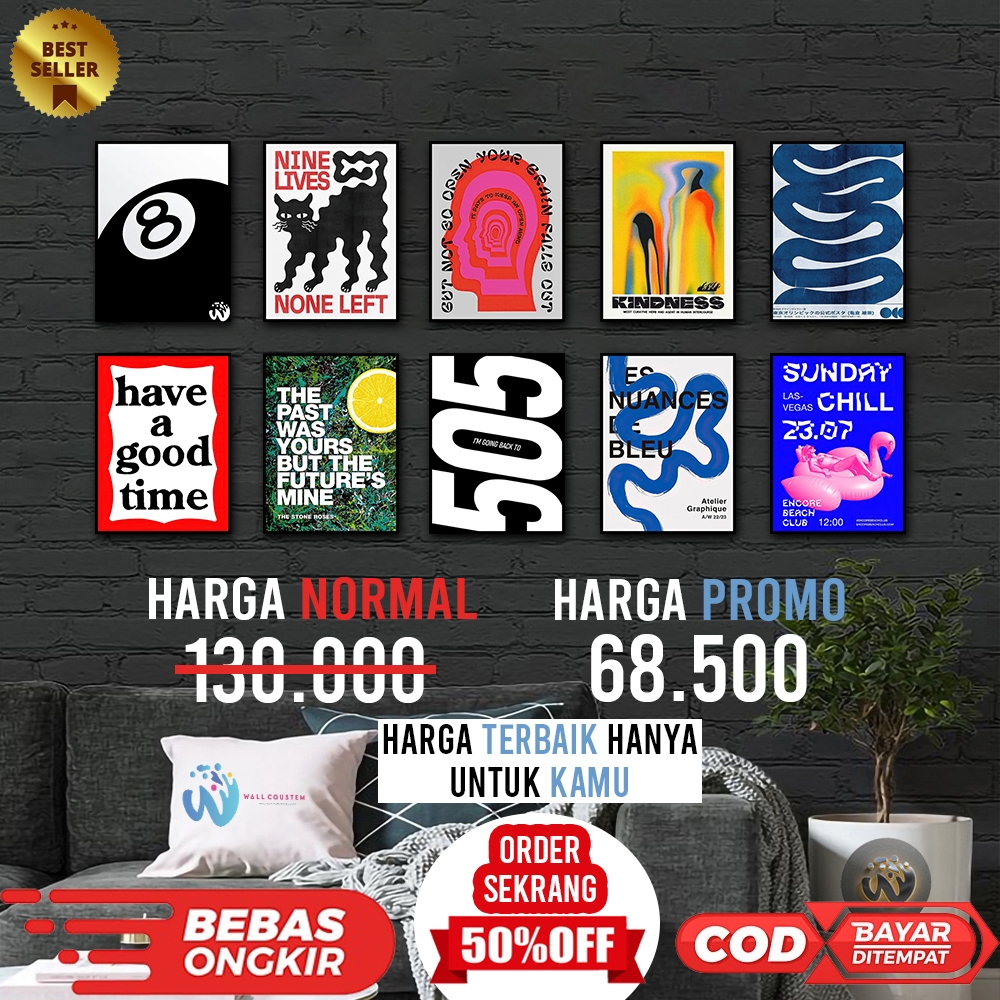 Hiasan Dinding Abstrcak Paketan 10pcs - Hiasan Rumah - Dekorasi Dinding - Dekorasi Rumah