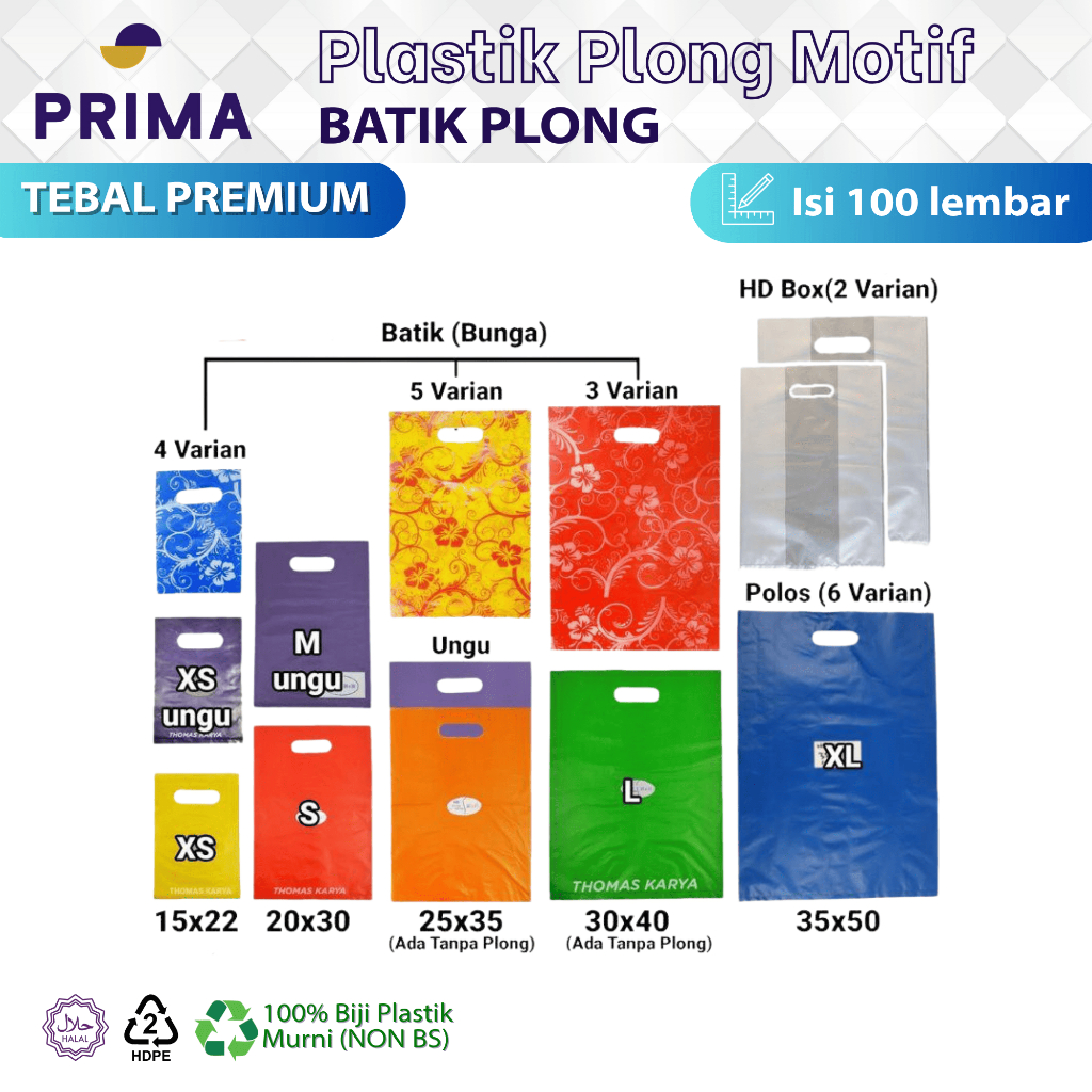 Kantong Plastik Plong Motif Batik 20x30, 25x35, & 30x40 cm isi 100 pcs untuk Hidangan Sembako, Tas B