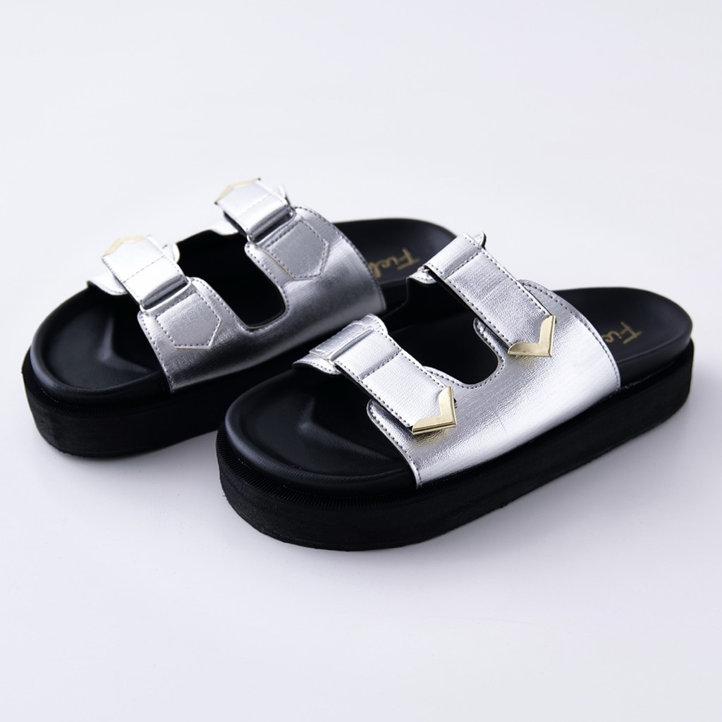 Fichy - Jean Sandal / Sandal Wanita / Sandal Platfrom / Sandal Wanita Studs / Slip On Sandal